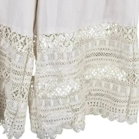 American Eagle Wide Leg Pants with Crochet Bottom Boho Crop Cream Size  Small - Picture 5 of 9